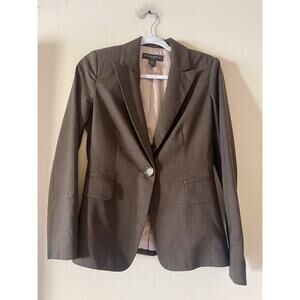 Banana Republic Chocolate Brown Wool Blend Satin Lined Blazer 4